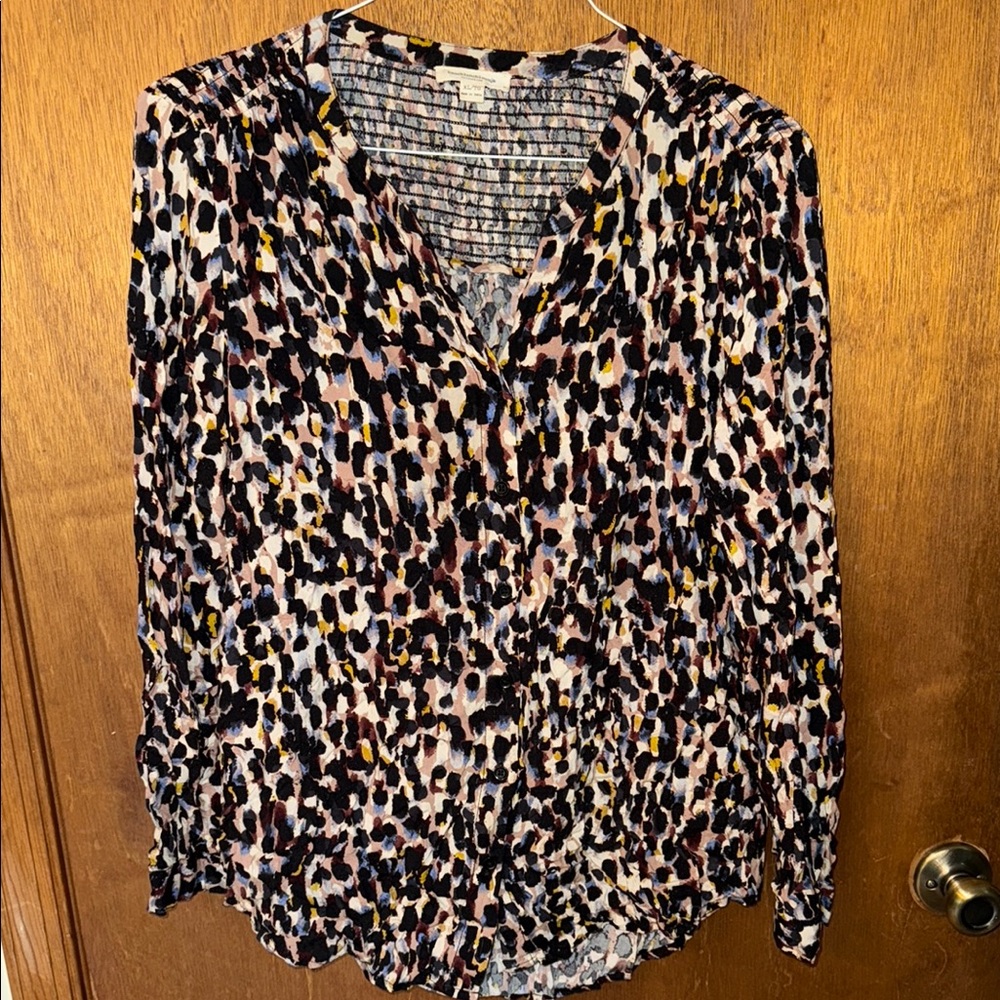 Beachlunchlounge Animal Print Black, White, and Multi Colored Blouse